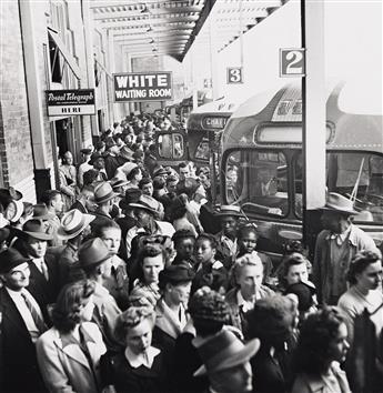 ESTHER BUBLEY (1921-1998) A pair of photographs taken in Greyhound Bus Terminals. 1943; printed 1980s.